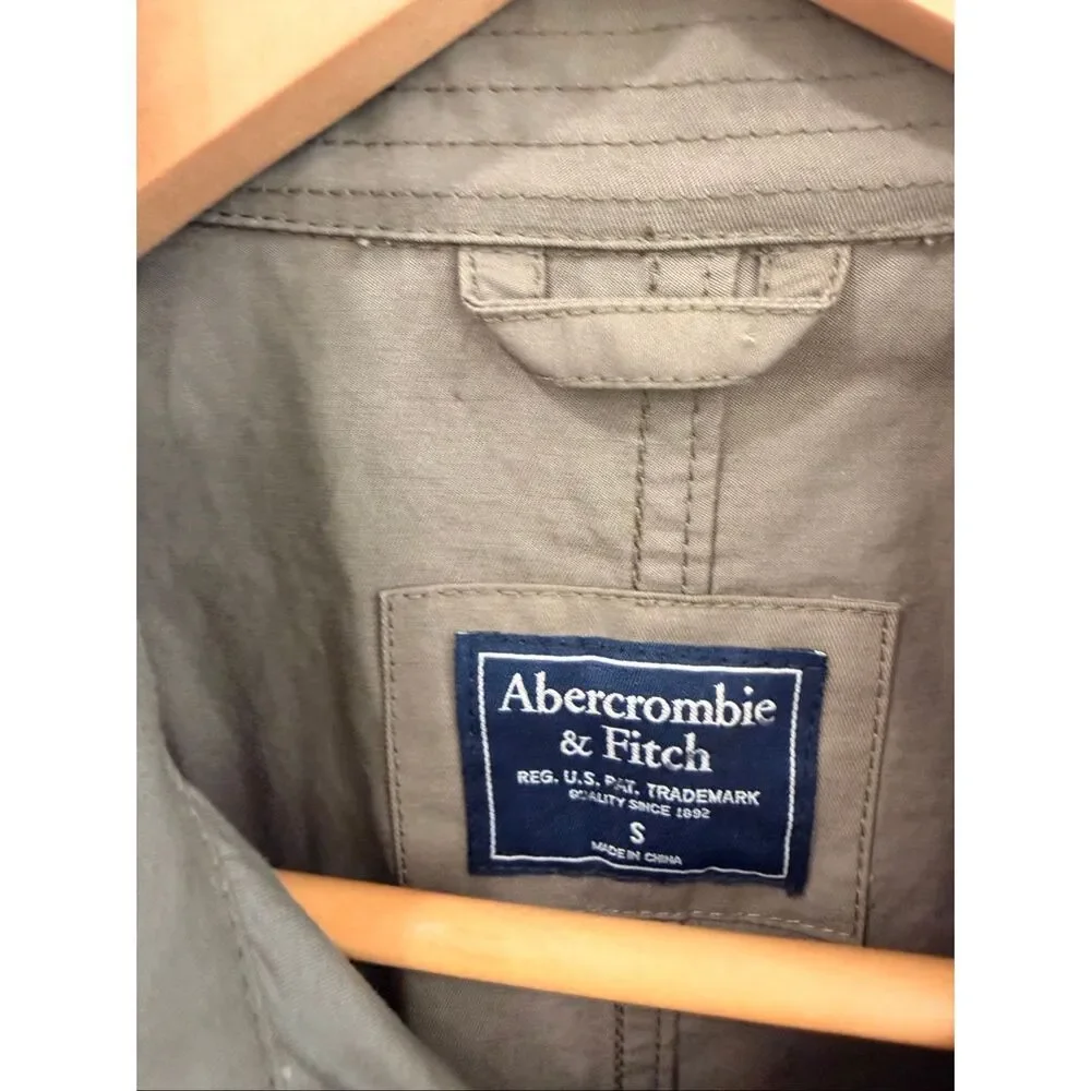 Abercrombie Fitch Olive Trench Coat Jacket S‎ NWOT - Picture 3 of 6